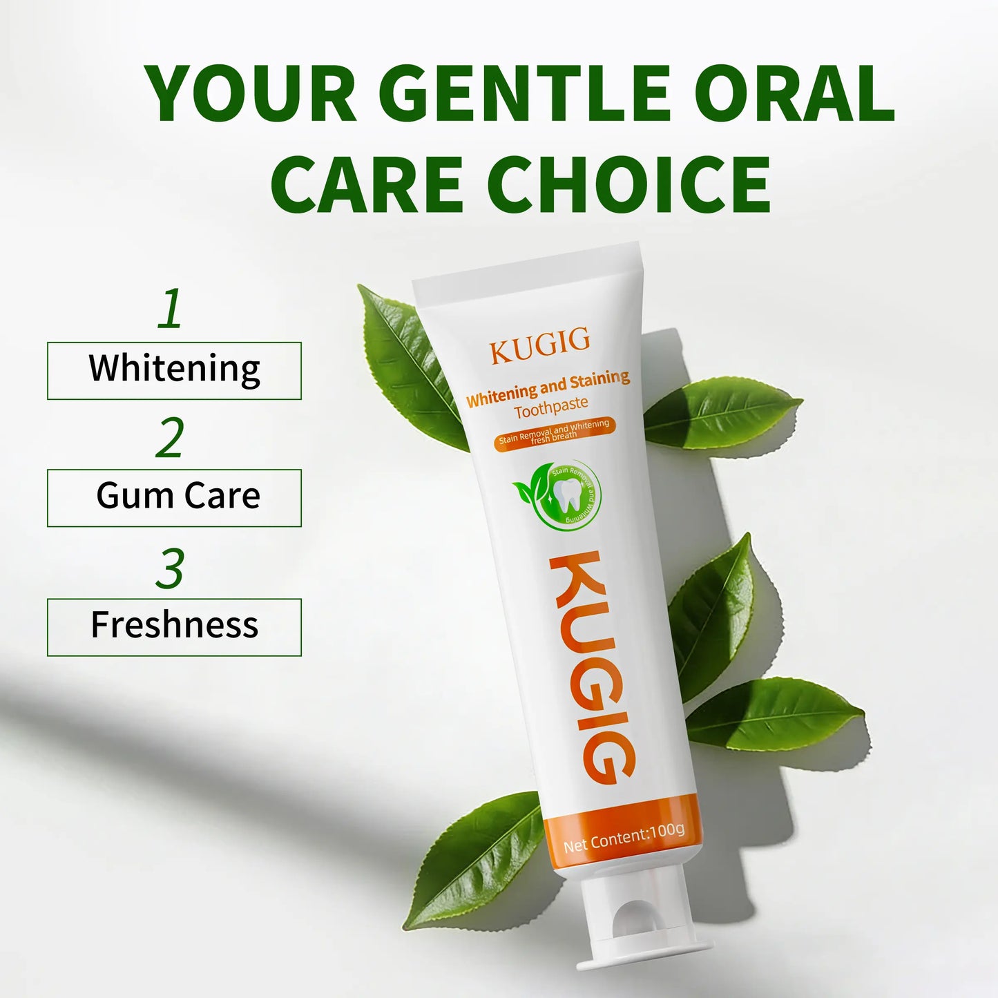 KUGIG Fluoride-Free Whitening Toothpaste – Fresh Mint Daily Oral Care